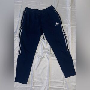 Adidas navy Blue Joggers with White Stripes